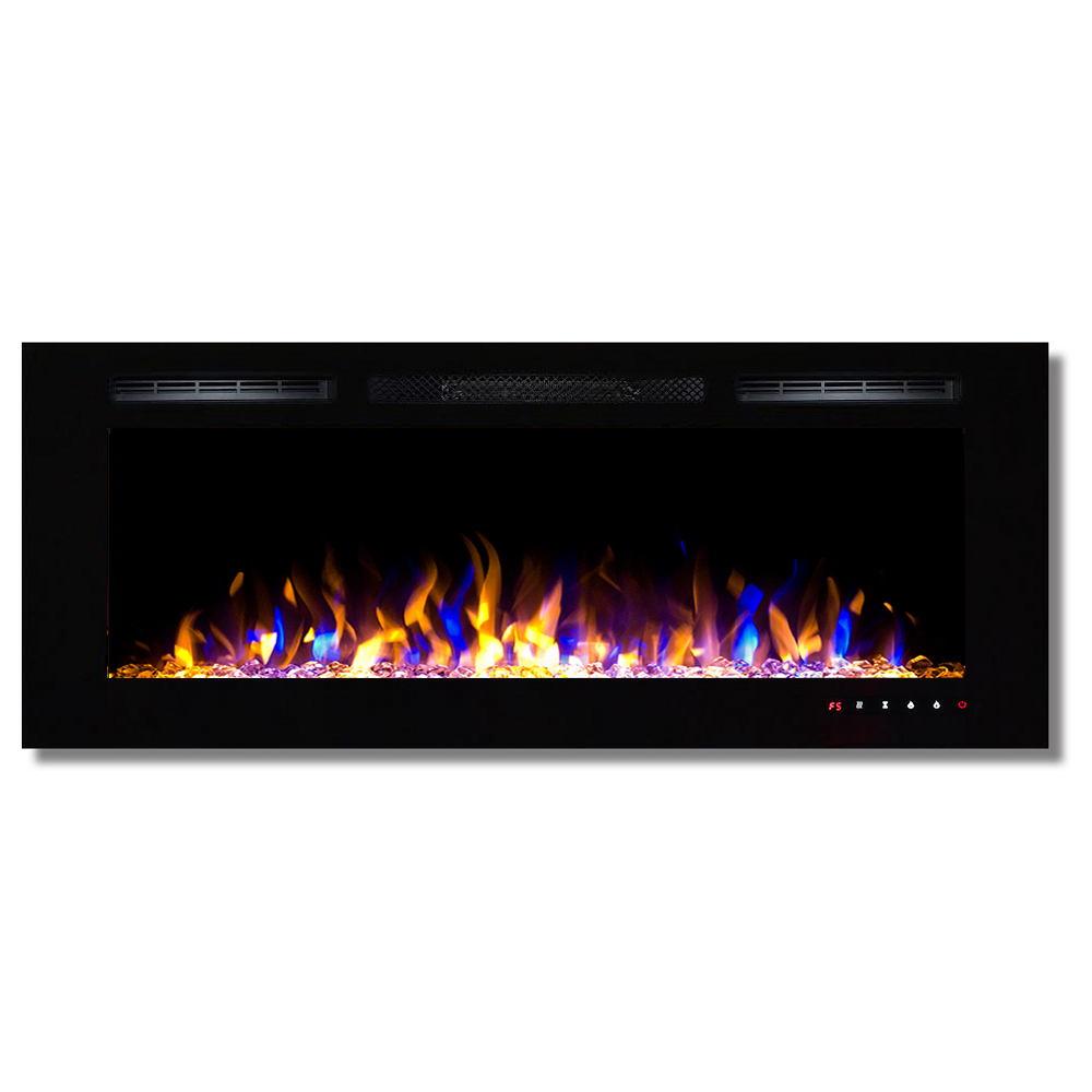 Flowers First 50 in. Fusion Built-in Ventless Recessed Wall Mounted Electric Fireplace&#44; Multi Color