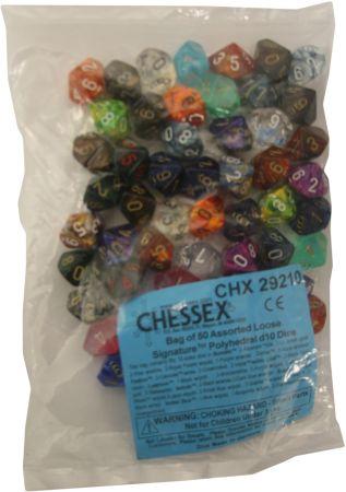 Chessex CHX29210 D10 Signature Dice, Bag Of 50