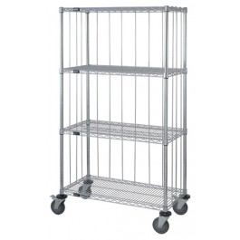 BetterBeds Rods & Tabs Enclosure Cart with 3 Chrome Wire Shelves - 63 in.
