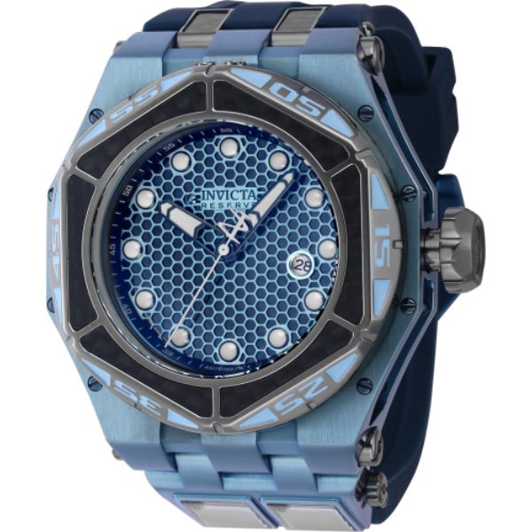 Invicta 38910 54.5 in. Dia. 32 mm Mens Carbon Hawk Automatic 3 Hand Blue&#44; Black Dial Watch