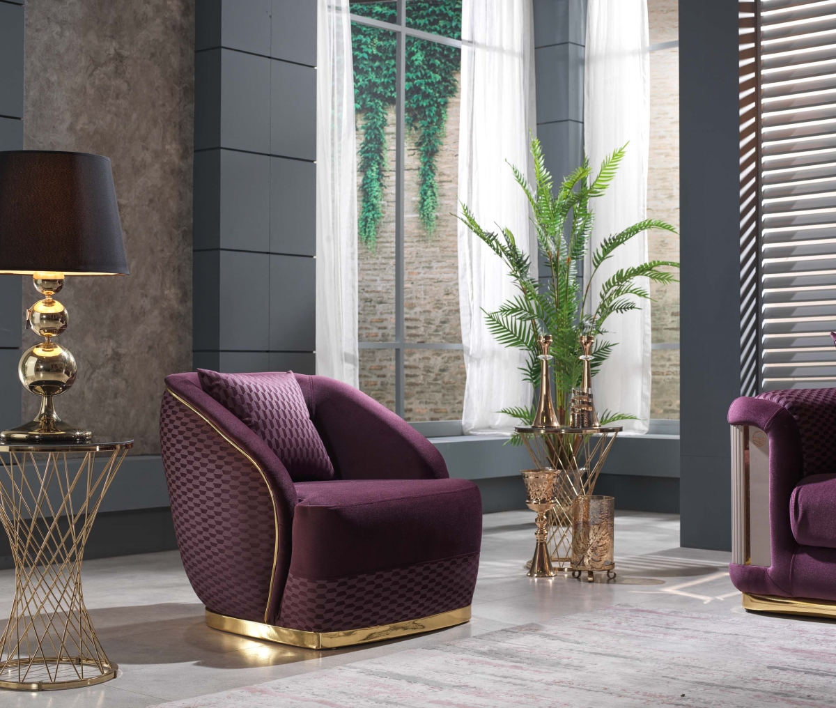 Furnia 101-ELE-GRA260-B 37 x 28 x 31 in. Elegance Living Room Armchair&#44; Fusica