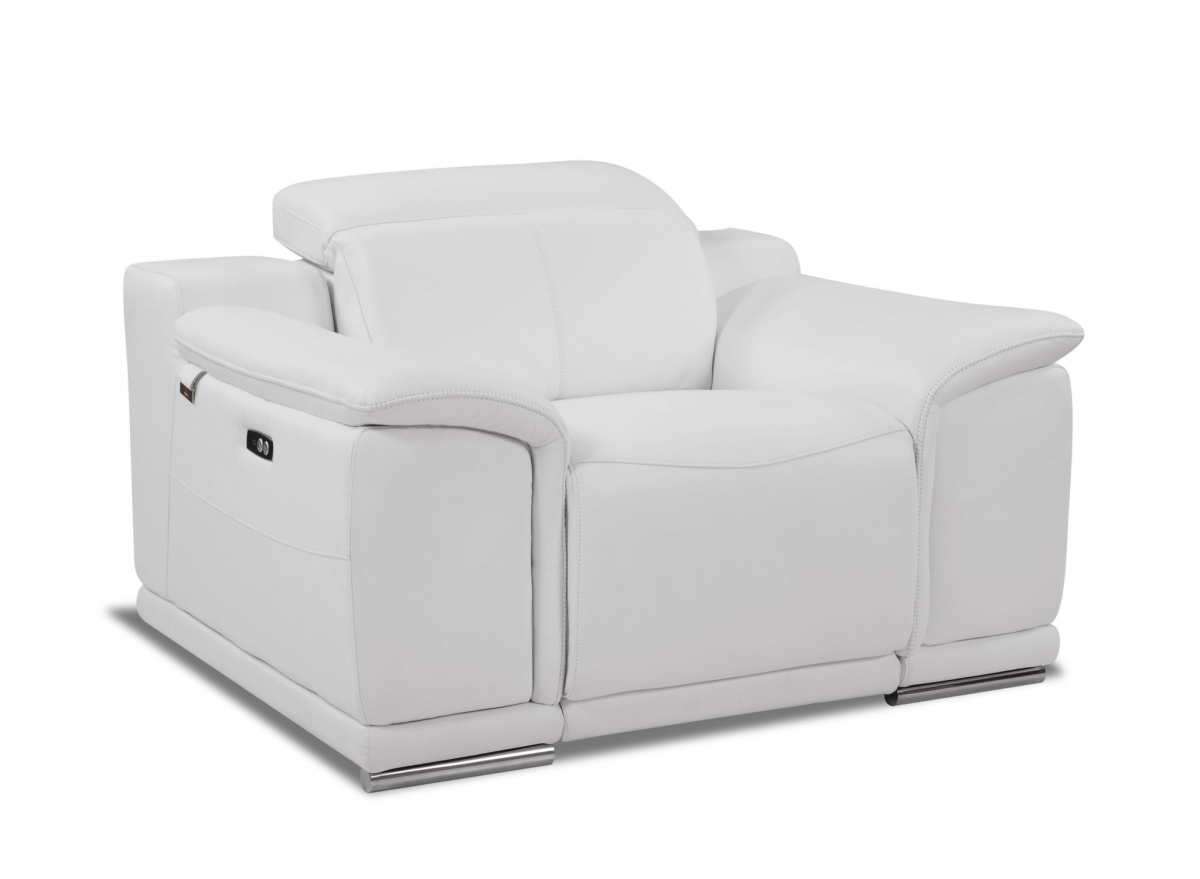 HomeRoots 476509 Mod Winter White Italian Leather Recliner Chair