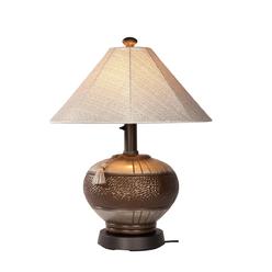 BrilliantBulb Phoenix Bronze Outdoor Table Lamp 27916 with Silver Linen Sunbrella Shade