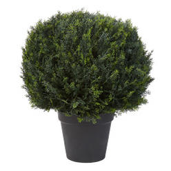 PerfectPillows 23 in. Artificial Cypress Topiary Ball Style Faux Plant in Sturdy Pot