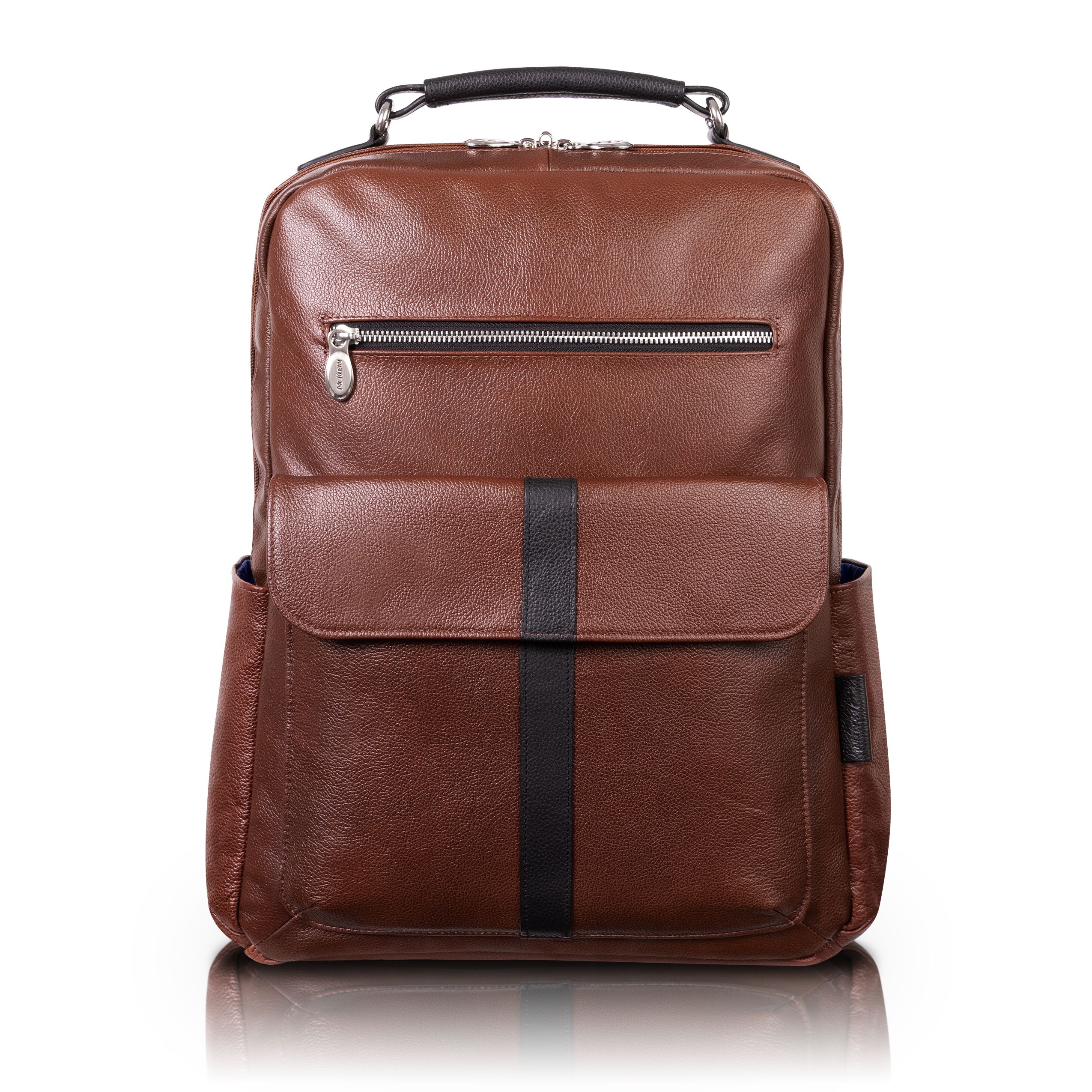 A1 Luggage 17 in. U Series Logan Leather Two-Tone Dual-Compartment Laptop & Tablet Backpack&#44; Brown