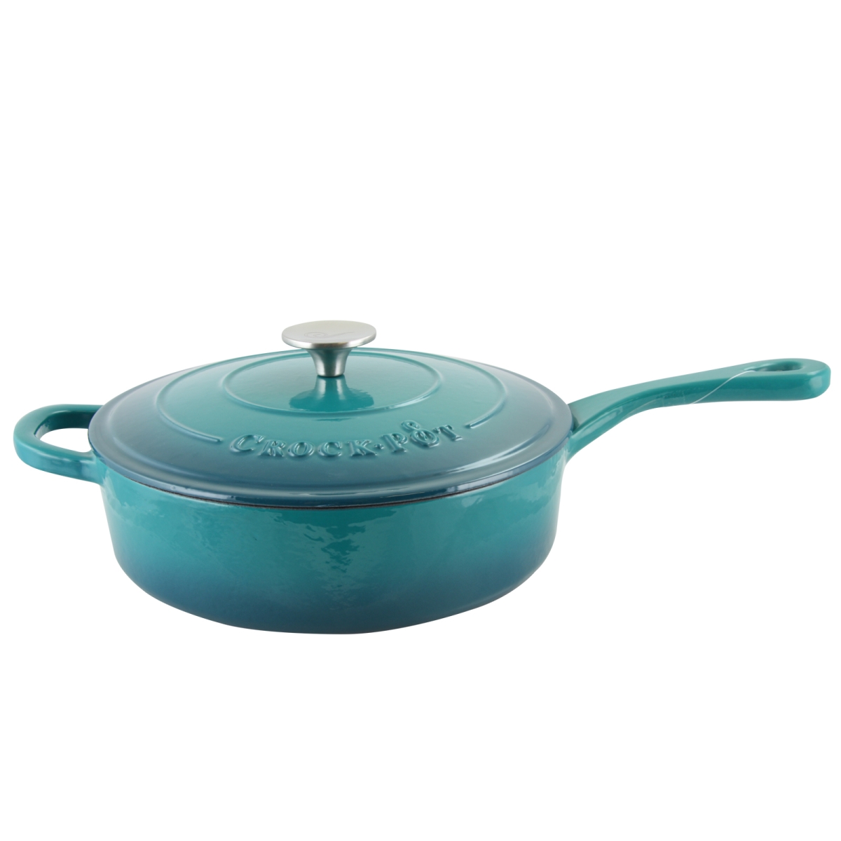SteadyChef 3.5 Quart Artisan Enameled Cast Iron Deep Saute Pan with Self Basting Lid&#44; Teal Ombre