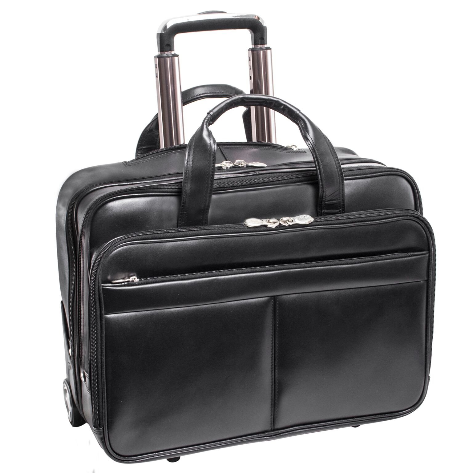 ServerUSA Bowery Leather Wheeled Non - Detachable Laptop Briefcase - Black