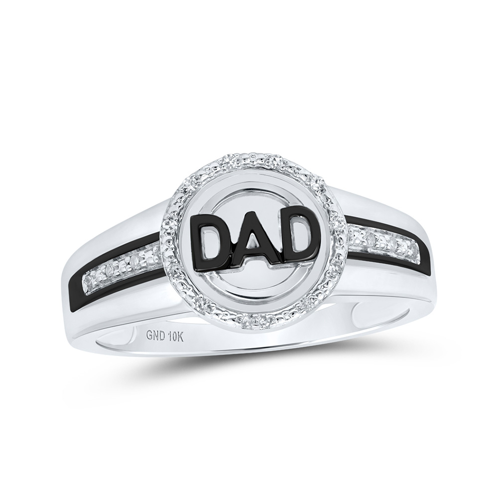 GND Jewelry 171704 10K White Gold Round Diamond Dad Circle Ring - 0.08 CTTW