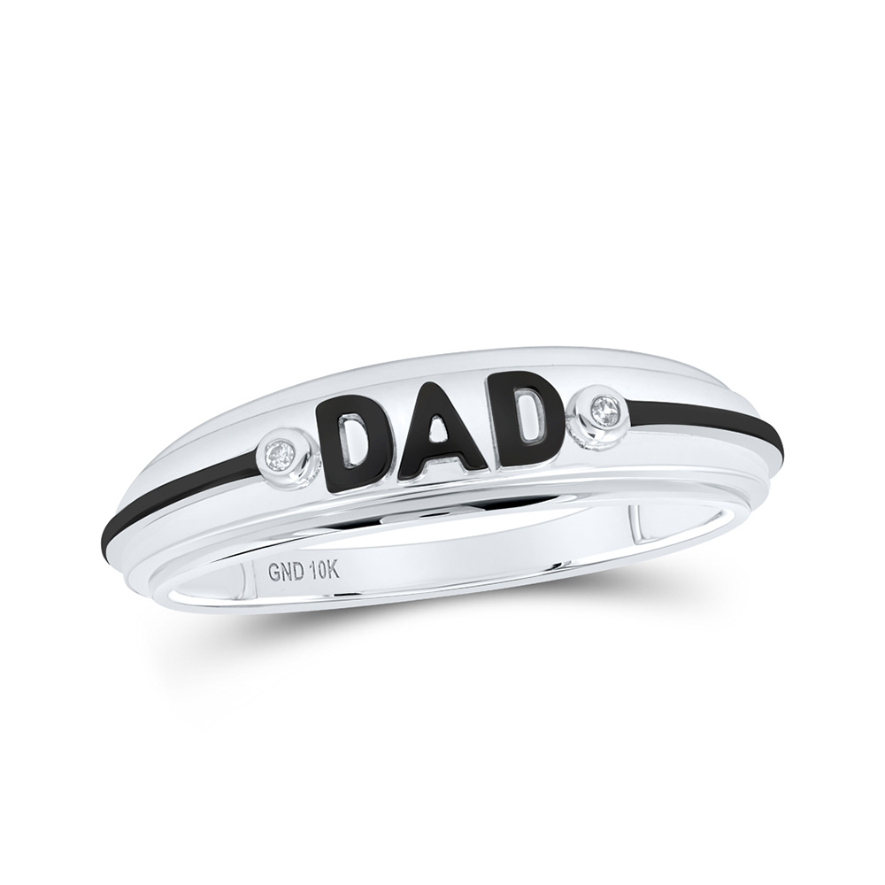 GND Jewelry 171708 10K White Gold Round Diamond Dad Band Ring - 0.01 CTTW