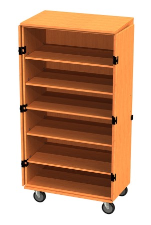 Livingquarters 48 X 24 X 60 Transporter Storage Cabinet in Hardrock Maple With 3 Adjustable - 1 Fixed Shelves&#44; Casters