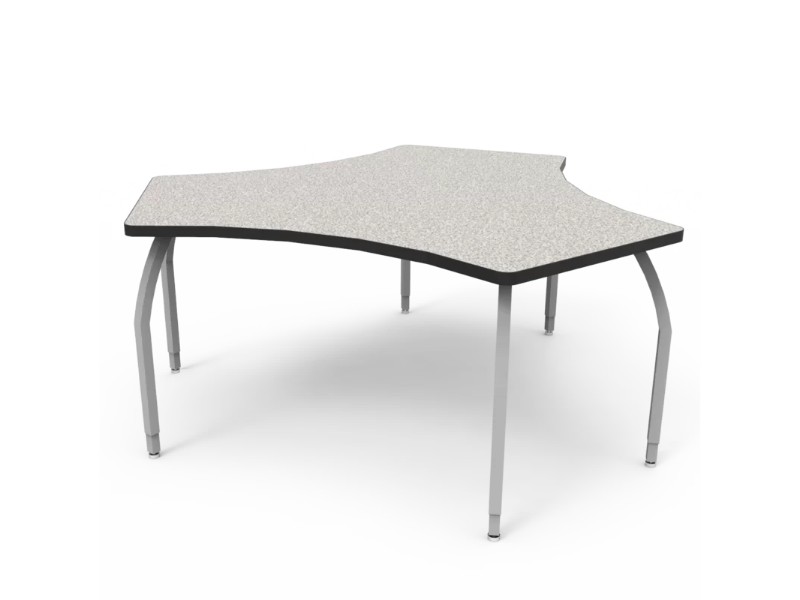 ComfortCreator ELO7803-ADJSS-25 Elo Circlet Table with Grey Nebula Laminate & 4 Adjustable Smooth Silver Legs - 26-31 x 50 x 35.5 in.