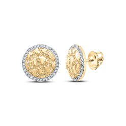 GND Jewelry 158592 10K Yellow Gold Round Diamond Nugget Circle Earrings - 0.16 CTTW
