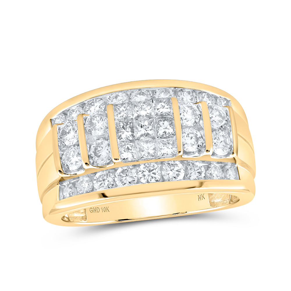 GND Jewelry 170794 10K Yellow Gold Princess Diamond Band Ring - 2 CTTW