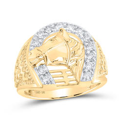 GND Jewelry 170759 10K Yellow Gold Round Diamond Horseshoe Ring - 0.5 CTTW