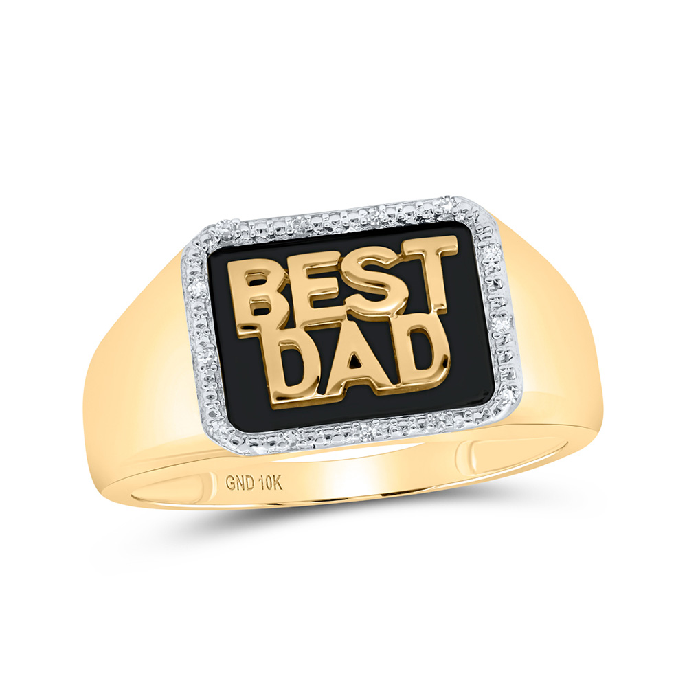 GND Jewelry 171697 10K Yellow Gold Round Diamond Best Dad Band Ring - 0.05 CTTW