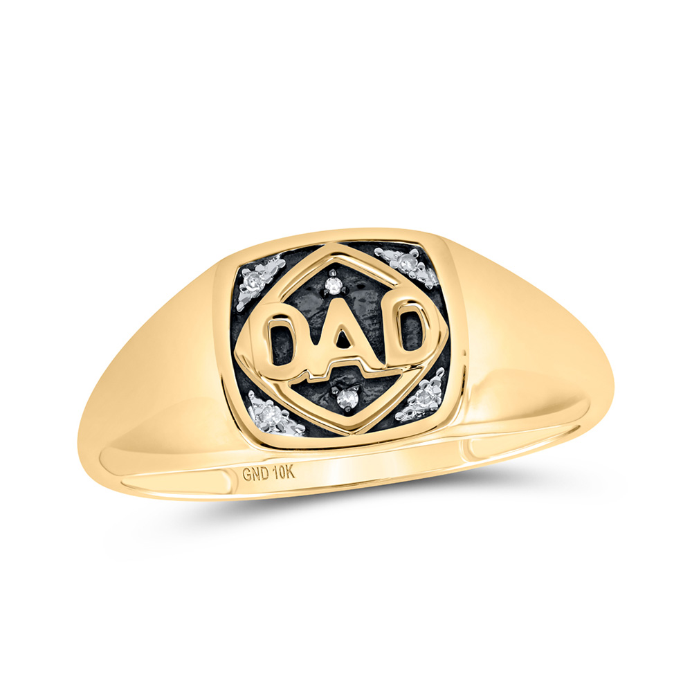 GND Jewelry 171701 10K Yellow Gold Round Diamond Dad Band Ring - 0.02 CTTW