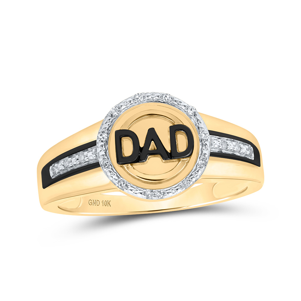 GND Jewelry 171703 10K Yellow Gold Round Diamond Dad Circle Ring - 0.08 CTTW