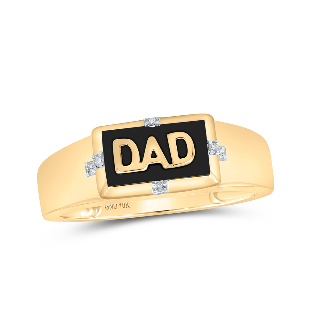 GND Jewelry 171705 10K Yellow Gold Round Diamond Dad Band Ring - 0.03 CTTW