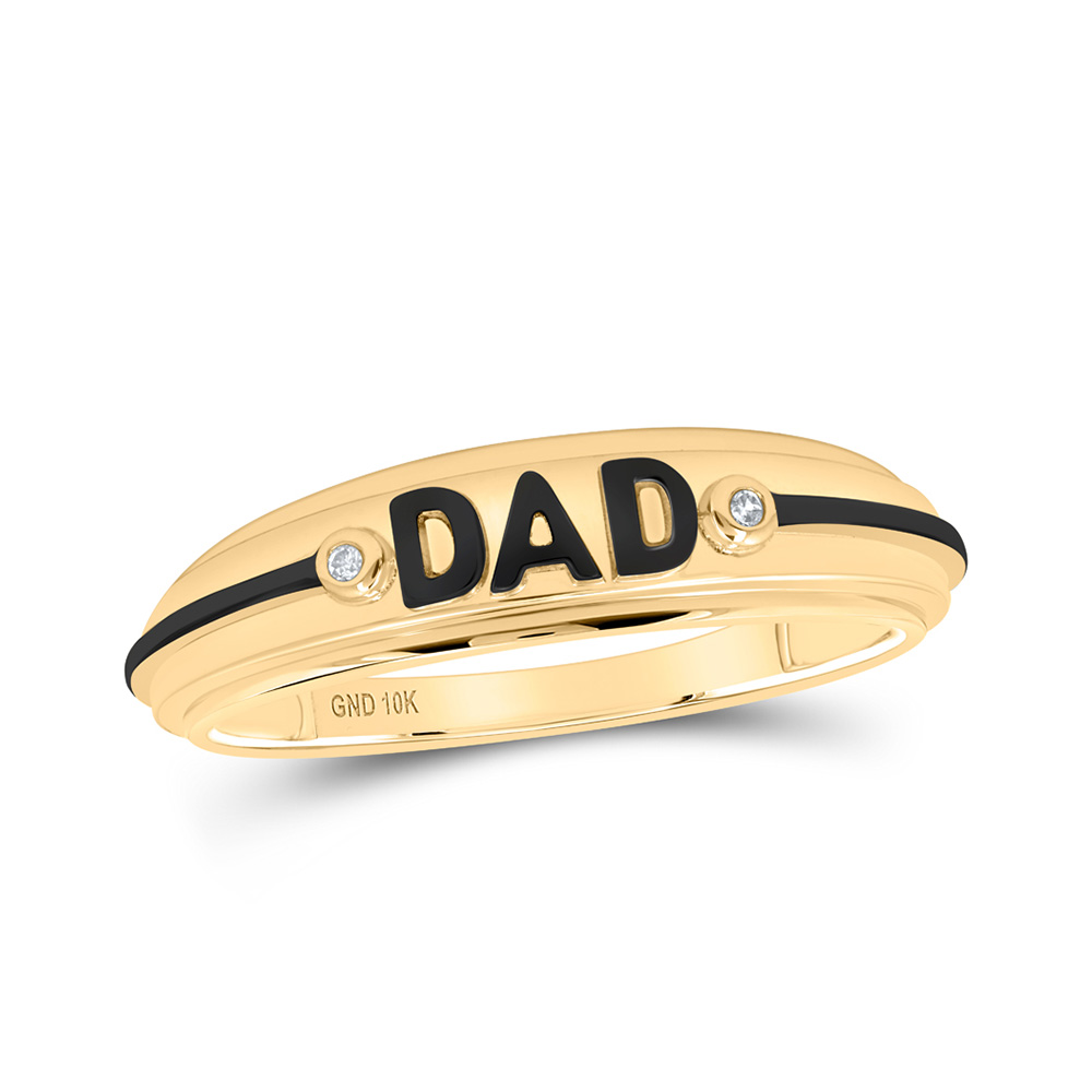 GND Jewelry 171707 10K Yellow Gold Round Diamond Dad Band Ring - 0.01 CTTW