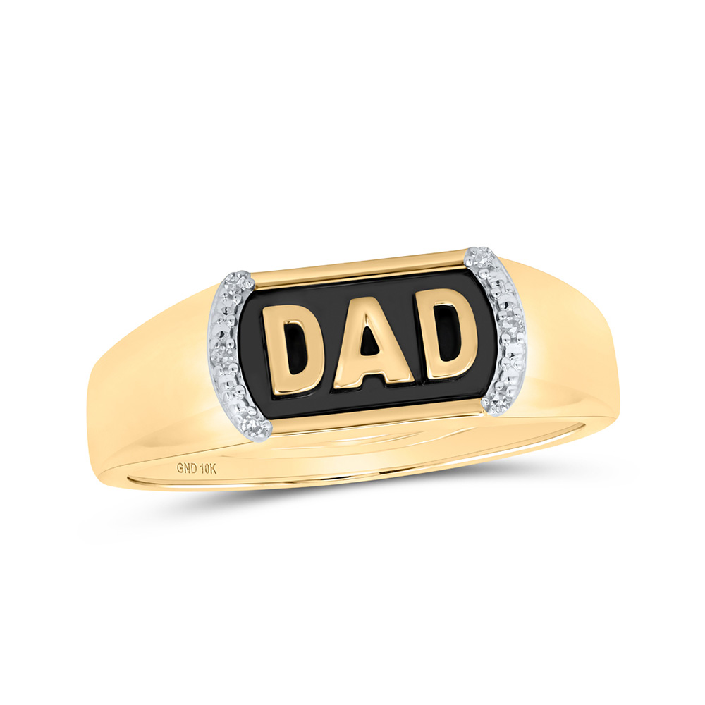 GND Jewelry 171709 10K Yellow Gold Round Diamond Dad Band Ring - 0.02 CTTW
