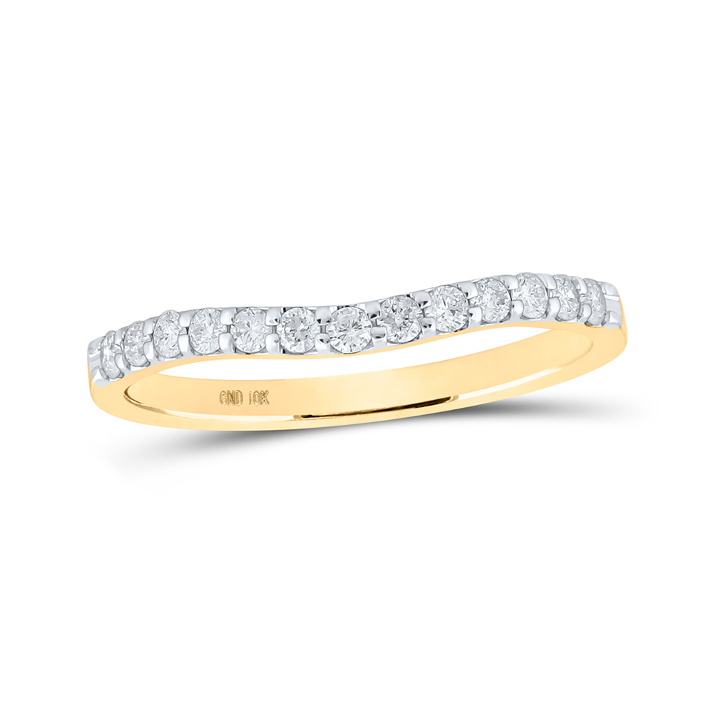 GND Jewelry 161219 10K Yellow Gold Round Diamond Curved Band Ring - 0.25 CTTW