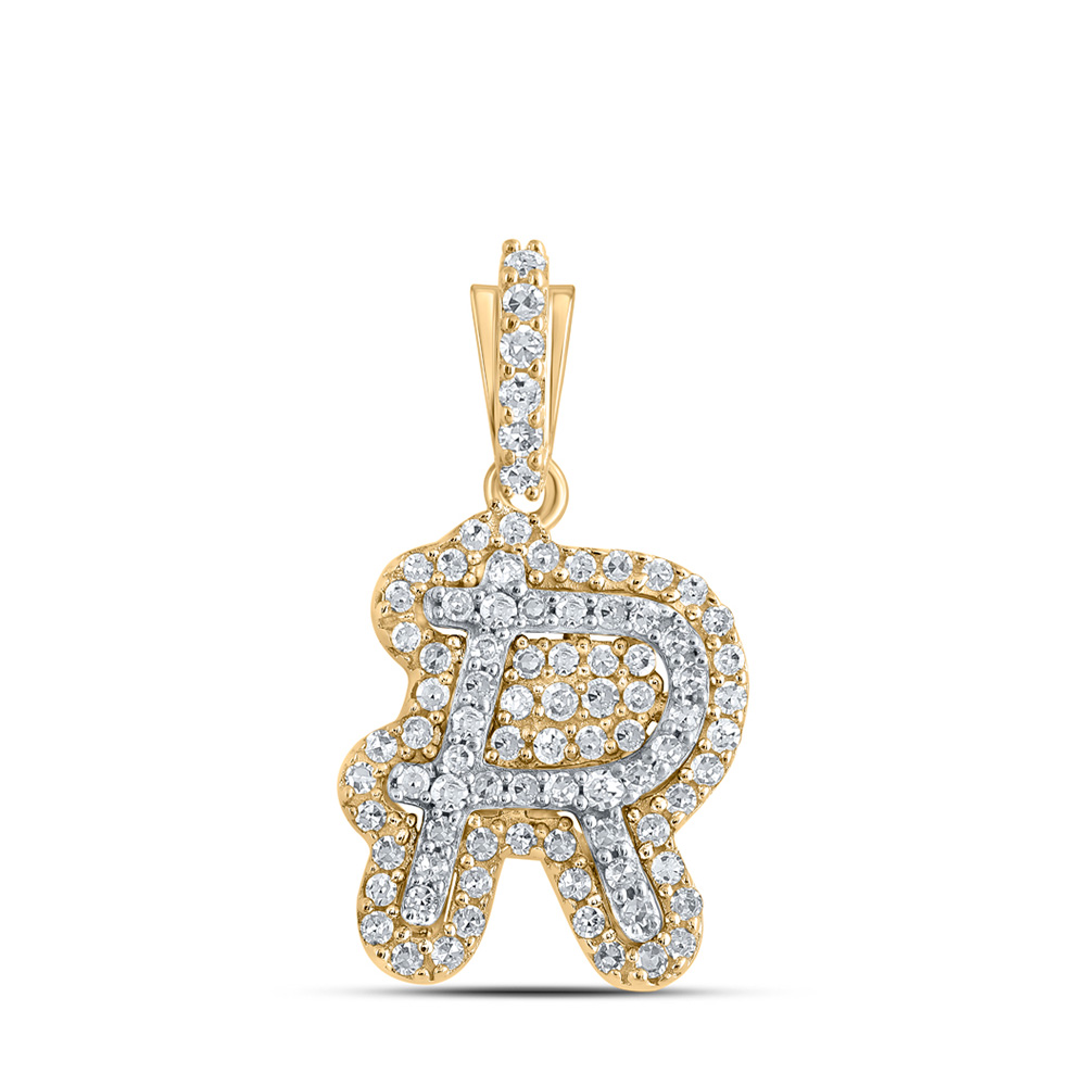 GND Jewelry 165694 10K Yellow Gold Round Diamond R Initial