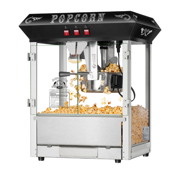 Superior Popcorn 82-P536 8 oz Hot & Fresh Countertop Style Popcorn Popper Machine - Black