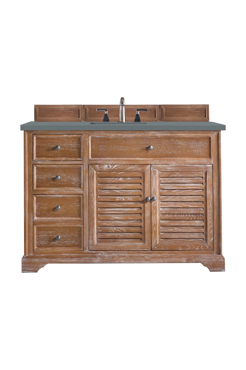 James Martin Furniture 238-104-5211-3CBL 48 in. Savannah Driftwood Single Vanity Cabinet with Quartz Top&#44; Cala Blue
