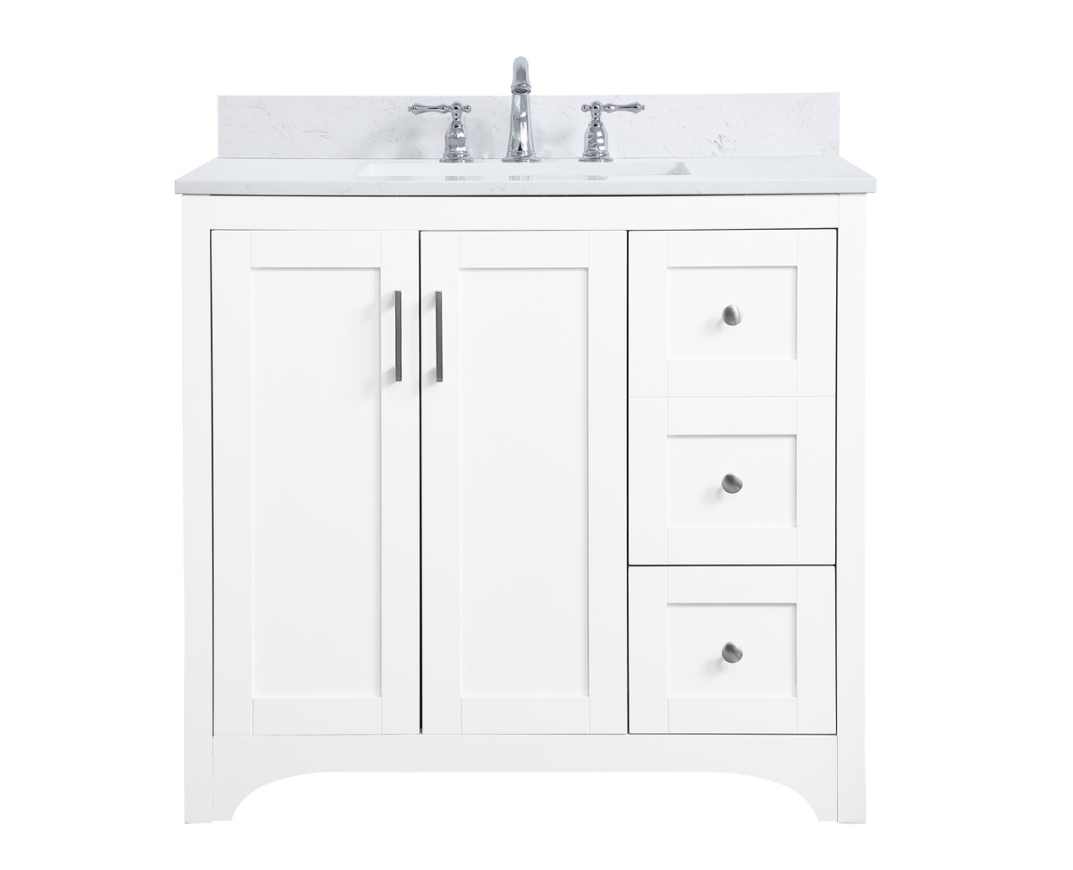 Elegant Decor VF17036WH-BS 36 in. Single Bathroom Vanity with Backsplash - White