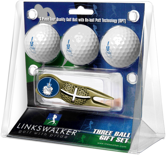 LinksWalker LW-CO3-CIT-3PKX-G Citadel Bulldogs Gold Crosshair Divot Tool 3 Ball Gift Pack