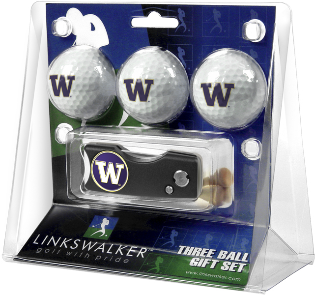 LinksWalker LW-CO3-WAH-3PKS Washington Huskies-Spring Action Divot Tool 3 Ball Gift Pack