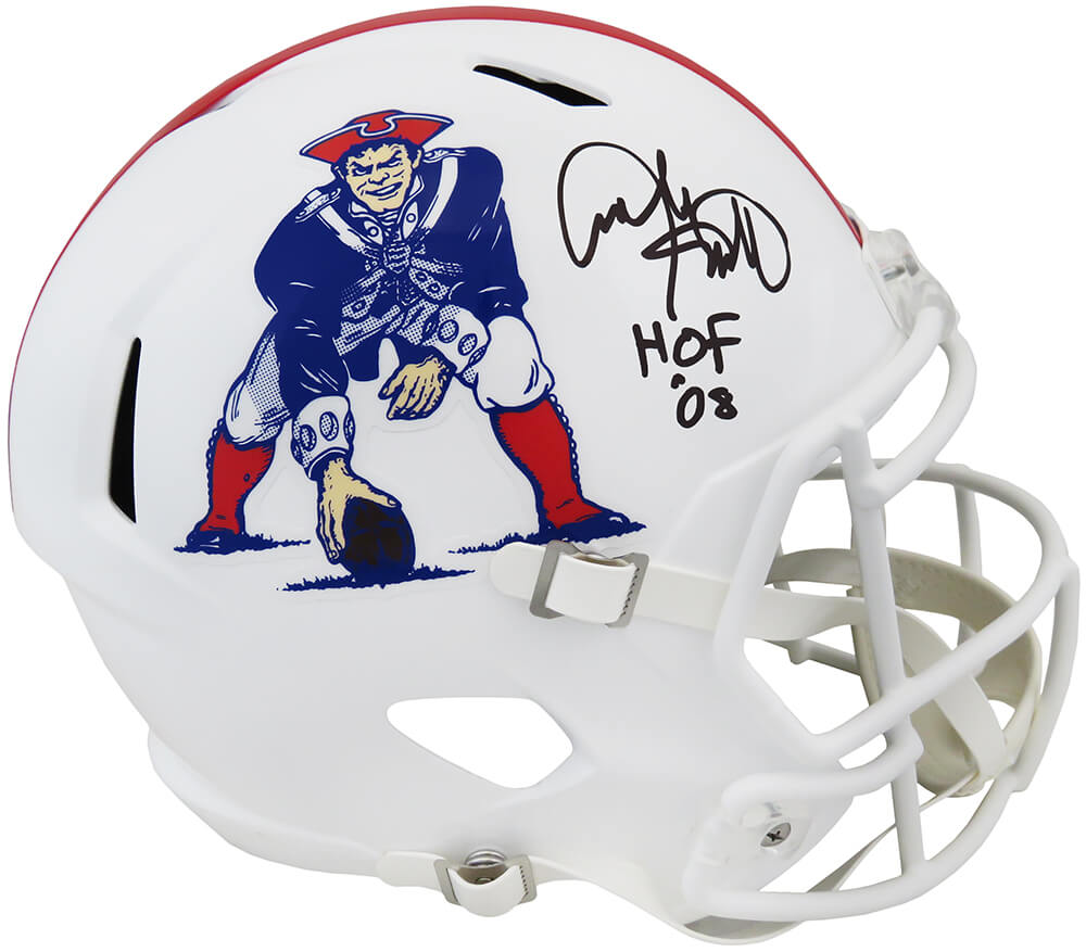 Schwartz Sports Memorabilia TIPREP300 Andre Tippett Signed New England Patriots Throwback Riddell Full Size Speed NFL Replica Helmet with HOF 08 Inscription