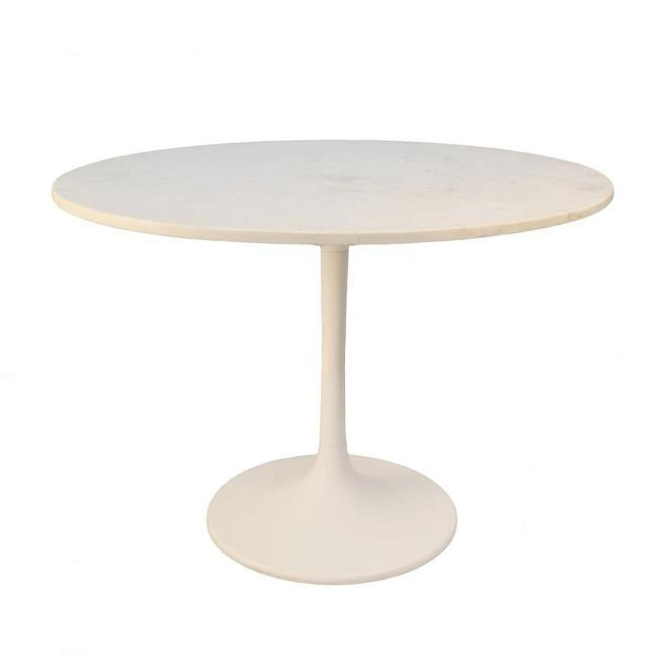 Carolina Cottage MT4040-WHT 40 in. Enzo Round Marble Top Dining Table, White Top with White Base