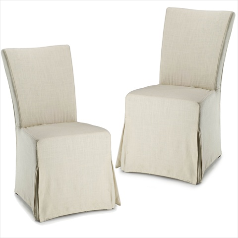 Safavieh HUD4207A-SET2 Suzie Slipcover Side Chairs, Beige - Set of 2