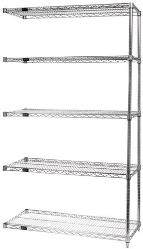 BetterBeds 5-Shelf Chrome Wire Shelving Add-On Unit - 18 x 24 x 54 in.
