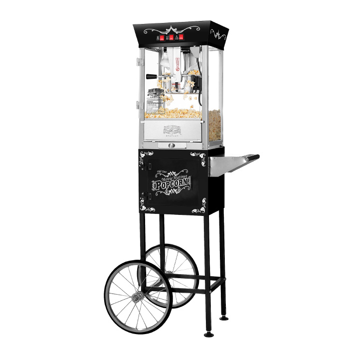 Great Northern Popcorn Company 83-DT5626 6084 Black Antique Style 8 oz Popcorn Popper Machine with Cart