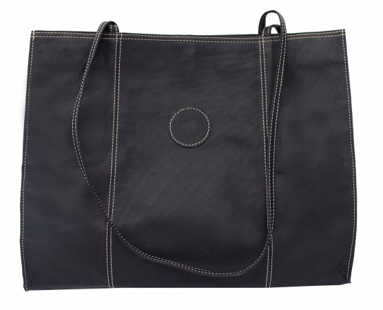 Piel 2507-BLK Extra Large Leather Market Bag - Black