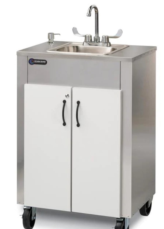 Ozark River Manufacturing ESLSWW-SS-SS1N Elite LS1 Portable Hot Water Sink with Stainless Steel Top & Basin&#44; White