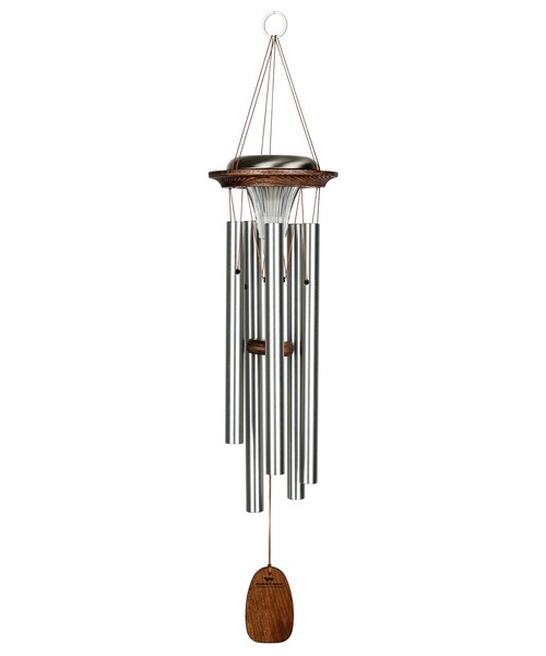 Woodstock Chimes WOODMOONS Moonlight Solar Chime - Silver