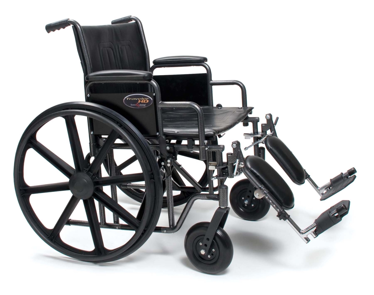 Graham Field 10544200 500 lbs Everest & Jennings Traveler HD Heavy-Duty Wheelchair with Removable Arm&#44; 24 in. Seat & Swing-Away Footrest