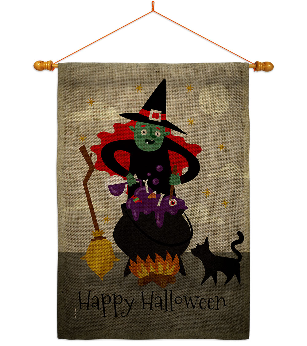 Ornament Collection HS190173-DB-03 Casting Spells Falltime Halloween 28 x 40 in. Double-Sided Decorative Horizontal Flags for Decoration Banner Gard