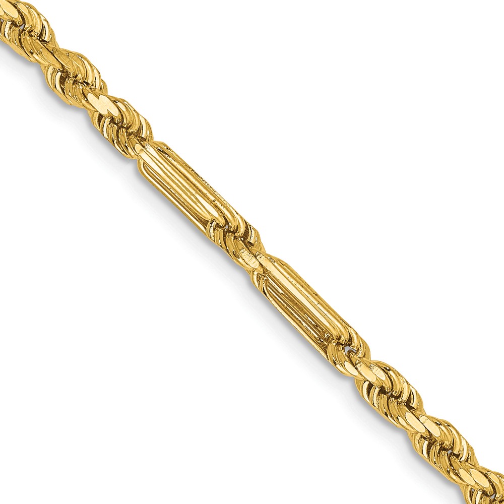 Quality Gold MIL060-22 14K Yellow Gold 3 mm Diamond-Cut Milano 22 in. Rope Chain