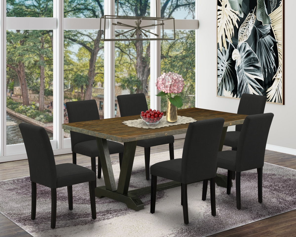 GSI Homestyles 7 Piece V-Style Dining Room Table Set - Black