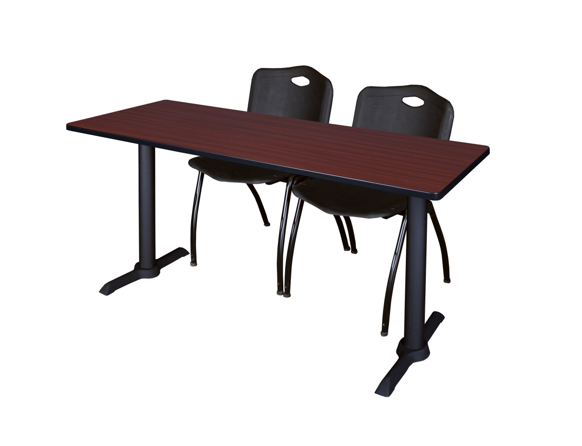 Regency MTRCT6624MH47BK 66 x 24 in. Cain Training Table&#44; Mahogany & 2 in. M Stack Chairs - Black