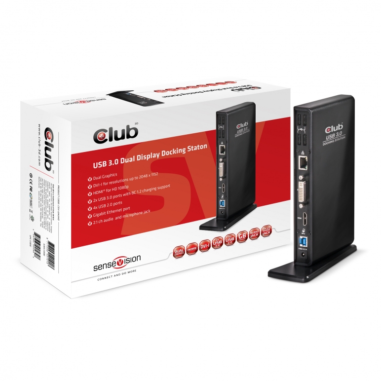 Club 3D B.V. CSV-3242HD USB Type A 3.0 Dual Display Docking