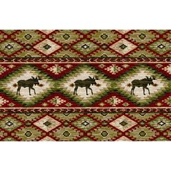 Mayberry Rug CC10518 30X46 30 x 46 in. Cozy Cabin Yukon Printed Nylon Kitchen Mat & Rug&#44; Red