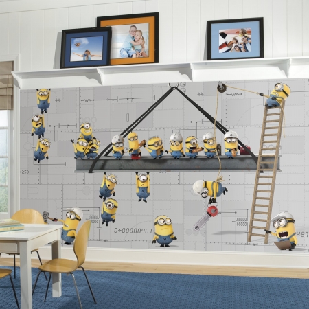 RoomMates Room Mates JL1329M Minions At Work XL Chair Rail Prepasted Ultra Strippable Mural