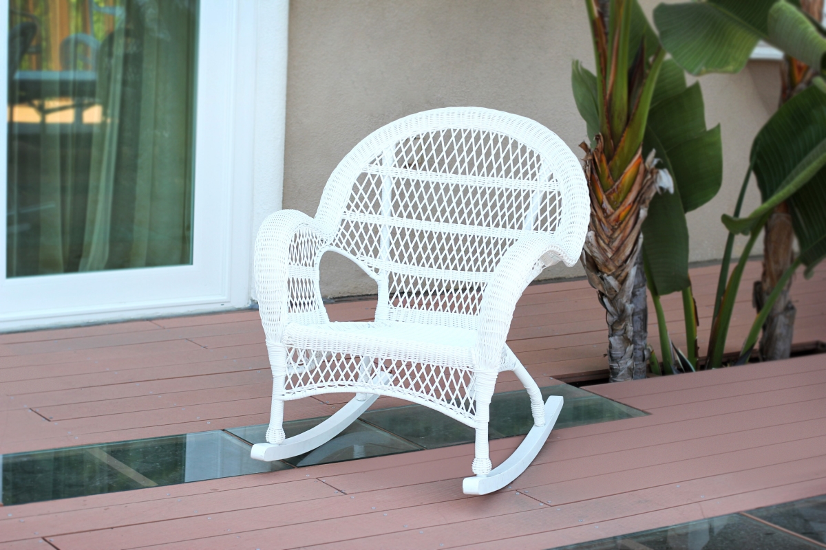 Jeco W00209-R Santa Maria White Rocker Wicker Chair