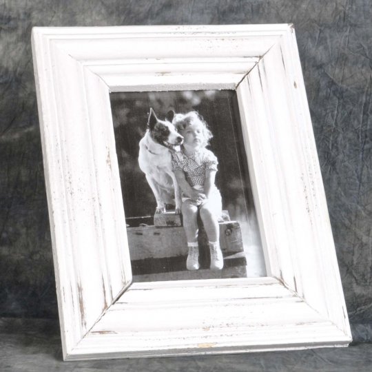 DwellingDesigns Hi-Line Gift  Antique Style Wooden Photo Frame - White