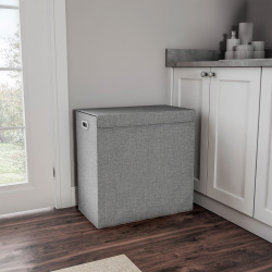 Homecare Products Double Laundry Hamper with Lid-Two-Sided Sorter&#44; Gray